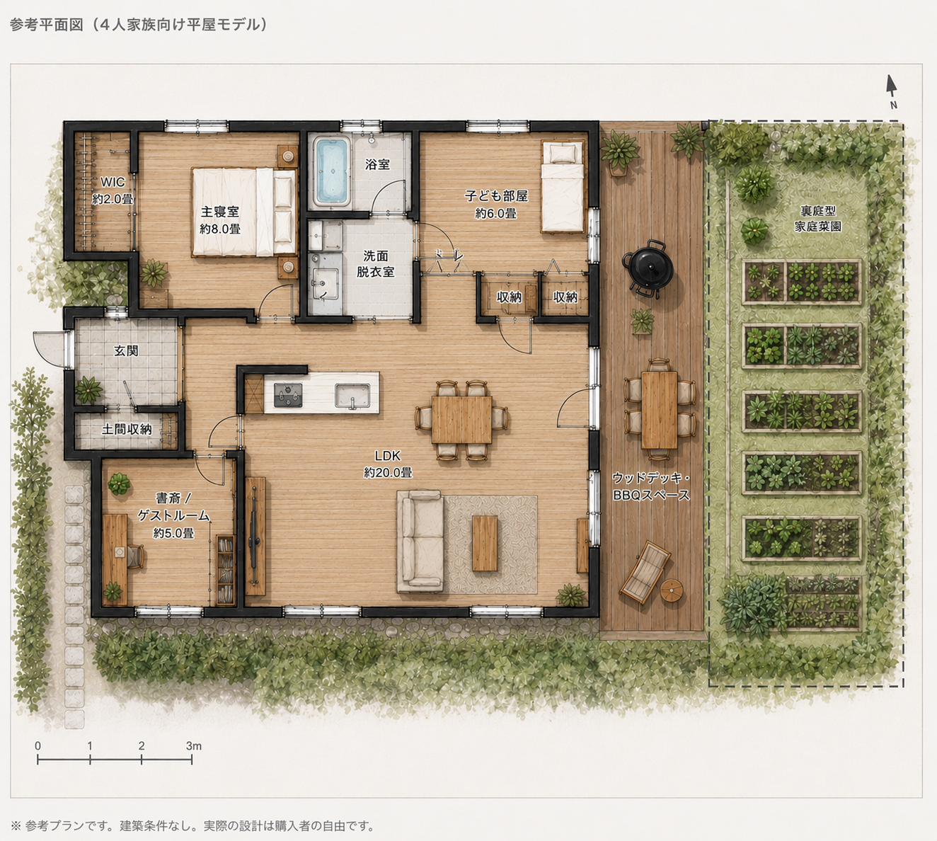 平屋モデルの参考平面図